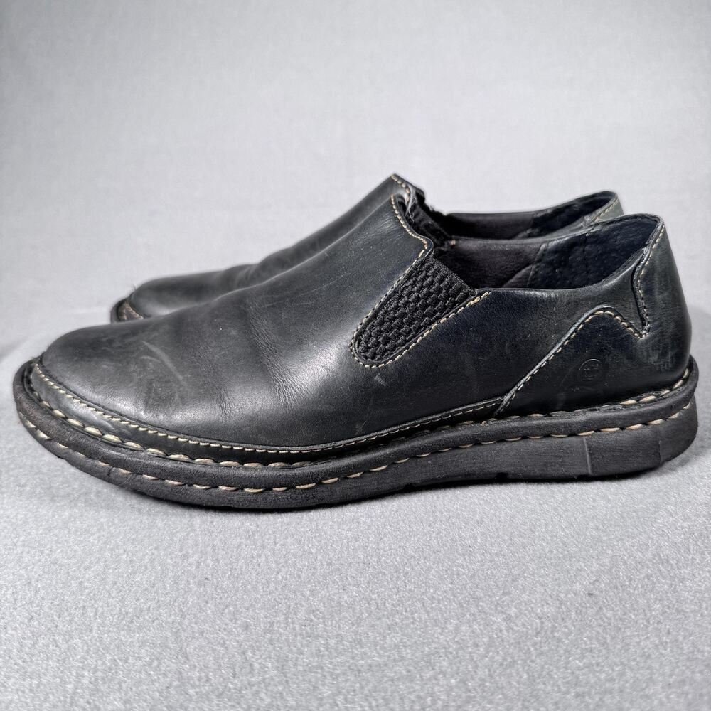 Born Carli Shoes Womens Black Leather Slip-On Loafers Comfort Casual Walking 40